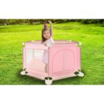 Tarc de joaca pentru copii si bebelusi, cu bile, cadru inox, roz, max 50 kg, 125x110x65 cm, Isotrade - Porti si Tarcuri de Siguranta - Mercaton Store
