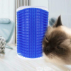 Perie de masaj si curatarea blanii cu iarba Catnip pentru pisicute, montaj pe colturi, 8.5 x 12.5 cm, Albastru - Ingrijire Animale - Mercaton Store