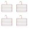 Set 4 umerase multifunctionale din plastic cu 5 pozitii pentru pantaloni, fuste, cravate, prosoape, care ajuta la economisirea spatiului, Anti-derapante, 31 x 31 cm, Maro - Organizatoare Imbracaminte si Incaltaminte - Mercaton Store