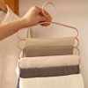 Set 4 umerase multifunctionale din plastic cu 5 pozitii pentru pantaloni, fuste, cravate, prosoape, care ajuta la economisirea spatiului, Anti-derapante, 31 x 31 cm, Maro - Organizatoare Imbracaminte si Incaltaminte - Mercaton Store