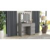 Masa de toaleta/machiaj, gri, cu oglinda si LED-uri, 94x43x141 cm - Masute de toaleta - Mercaton Store