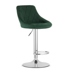 Scaun de bucatarie/bar, Mercaton, Kast, rotativ, catifea, verde si argintiu, 45.5x49x85-105 cm - Scaune pentru Casa - Mercaton Store