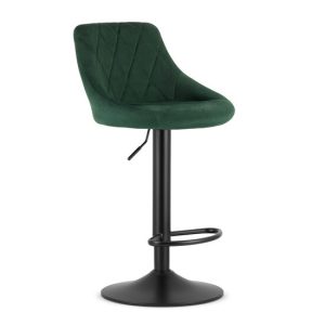 Scaun de bucatarie/bar, Mercaton, Kast, rotativ, catifea, verde si negru, 45.5x49x85-105 cm - Scaune pentru Casa - Mercaton Store