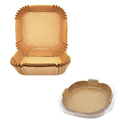 Set 100 Hartii de copt sau prajit pentru Airfryer, Forma patrat, in suport de plastic cu capac, 16 x 16 cm - Diverse Bucatarie - Mercaton Store