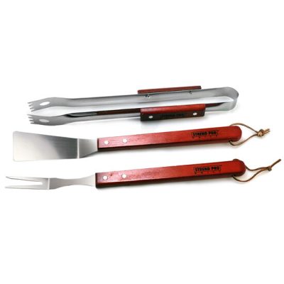 Ustensile pentru barbecue, grill, gratar, inox, maner lemn, set 3 buc - Accesorii pentru Gratare - Mercaton Store