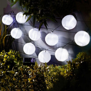 Garden of Eden – Sir 10 lampioane solare LED alb rece 3,7 m