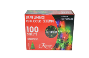 Instalatie de Craciun, sirag luminos cu 8 jocuri de lumini, 100 de beculete stelute multicolore, 5 m - Instalatii de Craciun - Mercaton Store