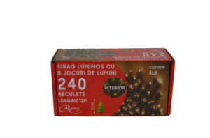 Instalatie de Craciun, sirag luminos cu 8 jocuri de lumini, 240 de LED-uri albe, 12 m - Instalatii de Craciun - Mercaton Store
