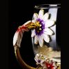 Set 4 piese Mercaton Fleur-de-Lis, Cana termorezistenta cu capac, lingurita si farfurie,lucrate manual, 330 ML - Cadouri Diverse - Mercaton Store