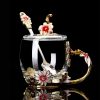 Set 4 piese Mercaton Fleur-de-Lis, Cana termorezistenta cu capac, lingurita si farfurie,lucrate manual, 330 ML - Cadouri Diverse - Mercaton Store