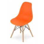 Set 4 scaune stil scandinav, Mercaton, Osaka, PP, lemn, portocaliu si natur, 46x54x81 cm