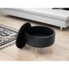 Taburet, rotund, cu spatiu depozitare, catifea, negru, max 80 kg, 38x33 cm, Caro, Akord - Scaune pentru Casa - Mercaton Store