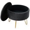 Taburet, rotund, cu spatiu depozitare, catifea, negru, max 80 kg, 38x33 cm, Caro, Akord - Scaune pentru Casa - Mercaton Store