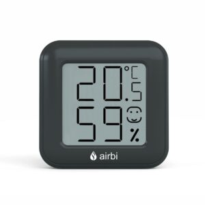 Termometru si higrometru digital de camera, ecran LCD, memorie, suport expandabil cu magnet, negru, AirBi SMILE BI1041