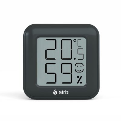 Termometru si higrometru digital de camera, ecran LCD, memorie, suport expandabil cu magnet, negru, AirBi SMILE BI1041 - Termometre - Mercaton Store