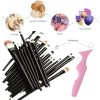 Set Profesional de Machiaj cu 20 de Pensule Antialergice si Sablon Multifunctional 5-in-1 Eyeliner din Silicon in Nuanta Roz - Pachete Promotionale - Mercaton Store