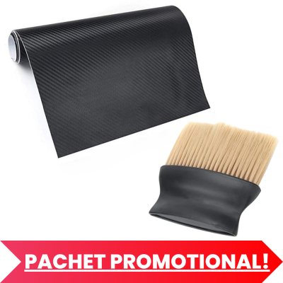 Folie pentru colantare Auto, Model Cardon 3D, 1.27 x 3 m si Perie cu maner ergonomic si fire din nylon SoftTouch - Pachete Promotionale - Mercaton Store