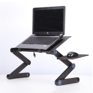 Masa pentru laptop cu suport mouse si orificii pentru aerisire, Aluminiu, picioare reglabile 360°, Maxim 17 kg, 590 x 260 mm, Negru - Mese pentru Laptop - Mercaton Store