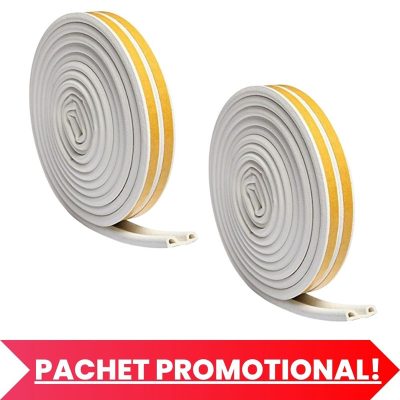 Set 2 buc, Banda autoadeziva pentru etansarea usilor si ferestrelor, Profil P, 9mm x 5.5mm, Rezistenta UV, Cauciuc EPDM, 6 m, Alb - Pachete Promotionale - Mercaton Store