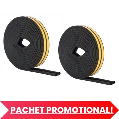 Set 2 buc, Banda autoadeziva pentru etansarea usilor si ferestrelor, Profil P, 9mm x 5.5mm, Rezistenta UV, Cauciuc EPDM, 6 m, Maro - Pachete Promotionale - Mercaton Store