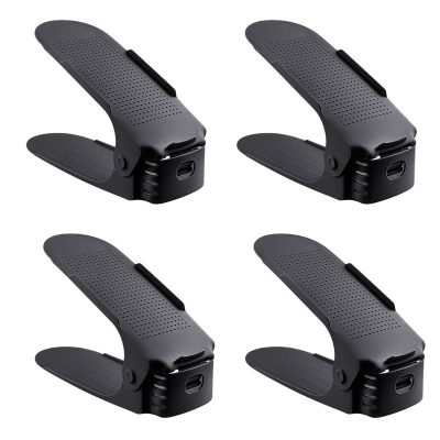 Set 4 buc, Suport antiderapant si ajustabil pentru depozitare o pereche de incaltaminte, PP, 6x25.5x11/17 cm, Negru - Organizatoare Imbracaminte si Incaltaminte - Mercaton Store