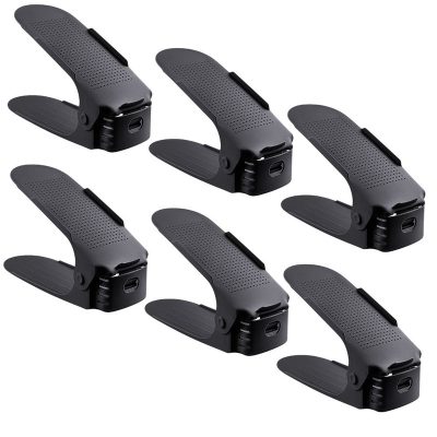 Set 6 buc, Suport antiderapant si ajustabil pentru depozitare o pereche de incaltaminte, PP, 6x25.5x11/17 cm, Negru - Organizatoare Imbracaminte si Incaltaminte - Mercaton Store