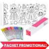 Set Creativ pentru copi, Rola de Hartie Auto-Adeziva, Model cu Printese si Set de 36 Pixuri Parfumate cu Gel si Sclipici - Pachete Promotionale - Mercaton Store