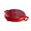 Placa gratar, fonta emailata, rotunda, cu manere si cioc, rosu, 34x4 cm, Perfect Home - Accesorii pentru Gratare - Mercaton Store