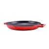 Placa gratar, fonta emailata, rotunda, cu manere si cioc, rosu, 34x4 cm, Perfect Home - Accesorii pentru Gratare - Mercaton Store