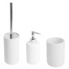 Set 3 Piese pentru baie Mercaton, Perie WC cu Suport, Dozator pentru Sapun Lichid, Suport pentru Periute, Material Rasina, Alb Mat - Pachete Promotionale - Mercaton Store