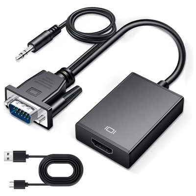 Adaptor, Convertor VGA la HDMI si Audio, Full HD 1080P/60Hz, Negru - Alte Accesorii - Mercaton Store