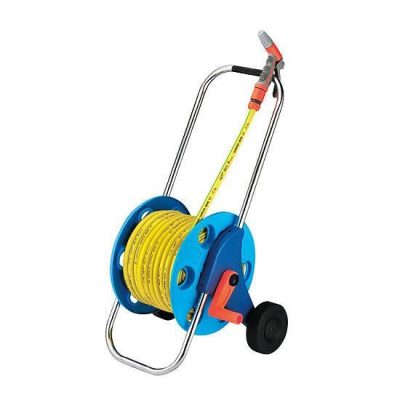 Furtun cu carucior pentru gradina, pistol de stropit, 1/2", 30 m - Mufe si conectori irigare - Mercaton Store