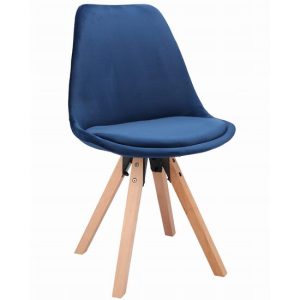 Scaun bucatarie/living, Jumi, Saida, catifea, lemn, albastru si natur, 49x52x83 cm - Scaune pentru Casa - Mercaton Store