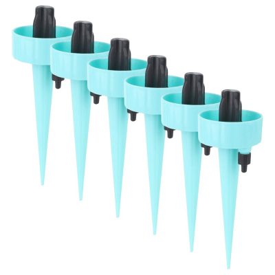 Set 6 buc Picuratoare cu valva pentru irigare, Debit de apa reglabil, pentru plante de interior, PP, 16.5 cm - Mufe si conectori irigare - Mercaton Store