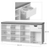 Banca depozitare incaltaminte, pantofar pentru hol, Vasagle, pal, 10 rafturi, 1 sertar, alb, 104x30x48 cm - Dulapuri si rafturi pantofi - Mercaton Store