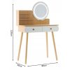 Masa de toaleta/machiaj, alba si natur, cu oglinda rotunda si LED, 2 sertare, 2 rafturi, 80x40x120 cm, Chomik - Masute de toaleta - Mercaton Store Masa de toaleta/machiaj, alba si natur, cu oglinda rotunda si LED, 2 sertare, 2 rafturi, 80x40x120 cm, Chomik - Masute de toaleta - Mercaton Store