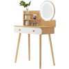 Masa de toaleta/machiaj, alba si natur, cu oglinda rotunda si LED, 2 sertare, 2 rafturi, 80x40x120 cm, Chomik - Masute de toaleta - Mercaton Store Masa de toaleta/machiaj, alba si natur, cu oglinda rotunda si LED, 2 sertare, 2 rafturi, 80x40x120 cm, Chomik - Masute de toaleta - Mercaton Store