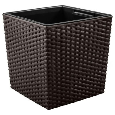 Ghiveci Decorativ Mercaton pentru Flori, Material PP, Rezistent UV, Imitatie Ratan, 22.5x23 cm, Maro - Ghivece pentru flori - Mercaton Store