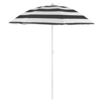 Umbrela Mercaton pentru Plaja cu Cadru Metalic, Control Manual, Cu Inclinatie, Inaltime 20 cm, Ø180 cm, Negru - Umbrele Gradina si Terasa - Mercaton Store