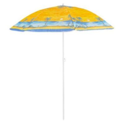 Umbrela Mercaton pentru Plaja cu Cadru Metalic, Control Manual, Cu Manivela, Inaltime 20 cm, Ø180 cm, Galben - Umbrele Gradina si Terasa - Mercaton Store