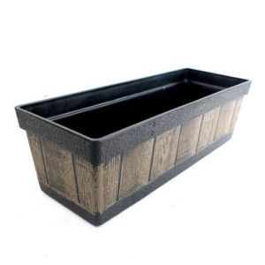 Jardiniera Meraton din Plastic PP, Aspect Lemn Vintage, Rezistent UV, Maro, 46x15x17 cm - Ghivece pentru flori - Mercaton Store