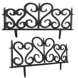 Set 4 buc, Garduri Decorative Mercaton din Plastic, Negru, 59.5×37 cm - Garduri de gradina - Mercaton Store