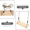 Leagan Mercaton cu Sfoara pentru Copii, Dreptunghiular, Lemn, Maro, Greutate Max 120 kg, 40x17x1.4 cm - Leagane si Balansoare - Mercaton Store