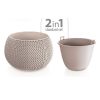 Ghiveci Rotund Mercaton pentru Flori, Material Rasina si PP, Rezistent UV, 24 x 16 cm, Cafeniu - Ghivece pentru flori - Mercaton Store