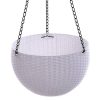 Ghiveci Suspendat Mercaton pentru Flori, Material PP, Rezistent UV, Imitatie Ratan, 58x27 cm, Alb - Ghivece pentru flori - Mercaton Store