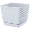 Ghiveci Decorativ Prosperplast Ratolla pentru Flori, Imitatie Ratan, 19×16.2 cm, Alb - Ghivece pentru flori - Mercaton Store