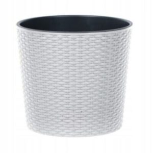 Ghiveci Decorativ Prosperplast Rato pentru Flori, Imitatie Ratan, 31x27.3 cm, Alb