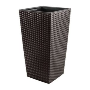 Ghiveci Decorativ Prosperplast pentru Flori, Imitatie Ratan, 22.6×22.6×42.2 cm, Maro - Ghivece pentru flori - Mercaton Store