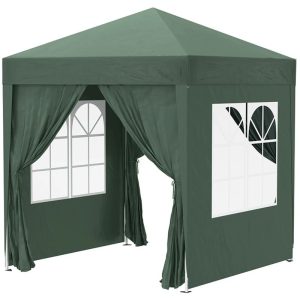 Pavilion pentru camping, cadru metalic, 4 pereti, pliabil, verde, 2x2x2.4 m
