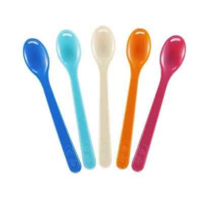 Set 5 lingurite colorate cu coada scurta pentru bebelusi